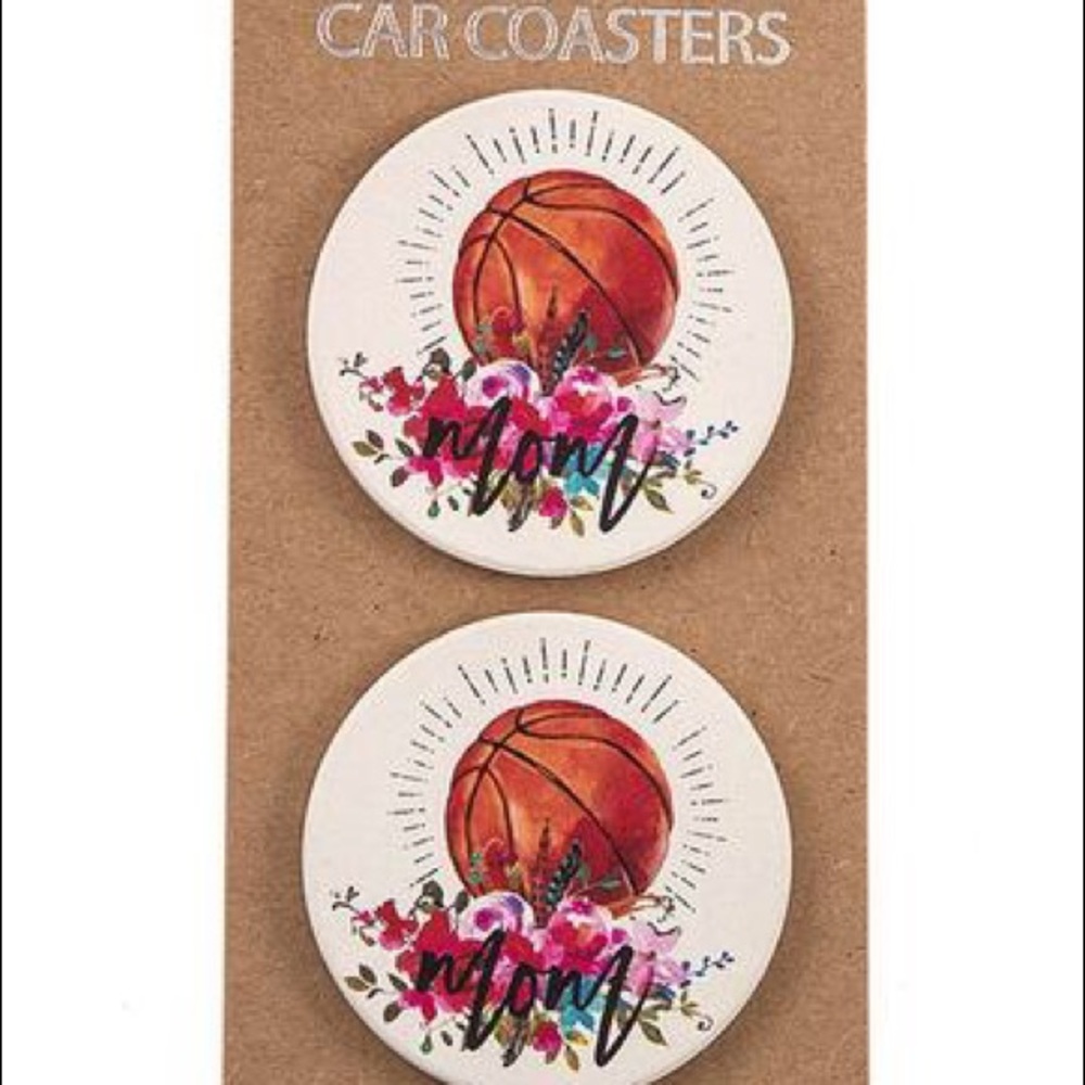Basketball mom car coasters